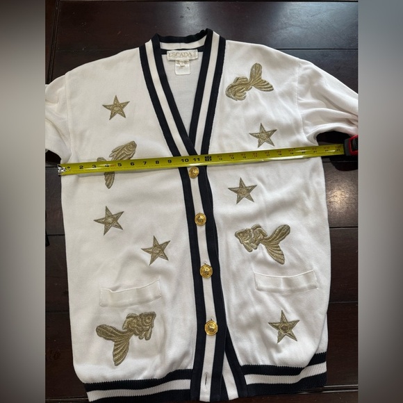 Escada by Margaretha Ley Cardigan Sweater Women’s Sz38 Goldfish Star Embroidered - Picture 11 of 14